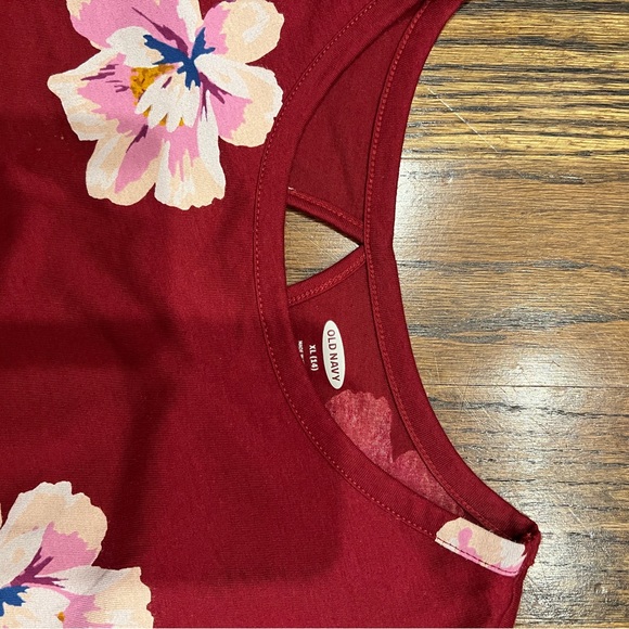 Old Navy Burgundy Maroon Pink Floral Girls Dress Sz XL 14 - Picture 2 of 2